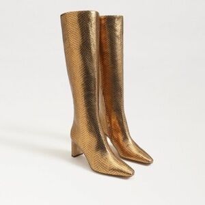 Sam Edelman Gold Heeled Boots with Sleek Design NEW size 6 & 9.5